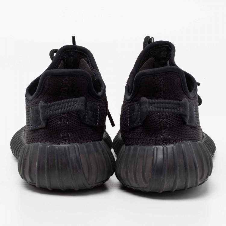 Pre Owned Yeezy x Adidas Black Knit Fabric Boost 350 V2 Sneakers Size 39 1/3 