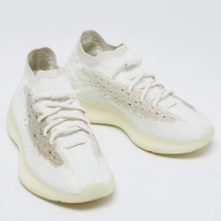 Pre Owned Yeezy x Adidas Tri-Color Knit Fabric Boost 380 Calcite Glow Sneakers Size 39 1/3