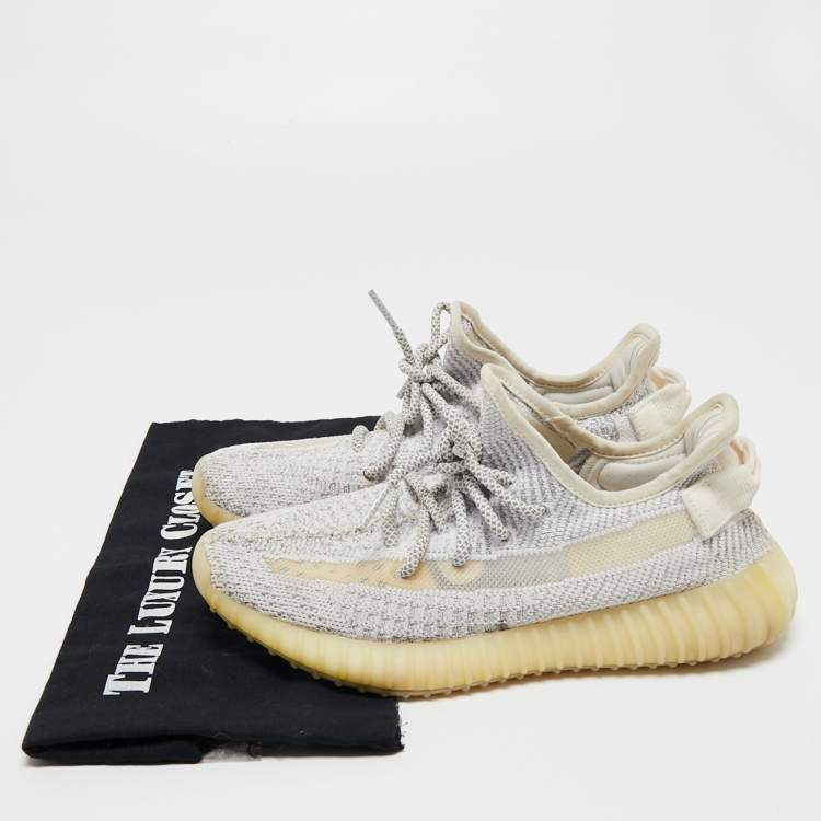 Pre Owned Adidas Yeezy White Knit Fabric Boost 350 V2 Cloud (Non-Reflective) Sneakers Size 38 2/3