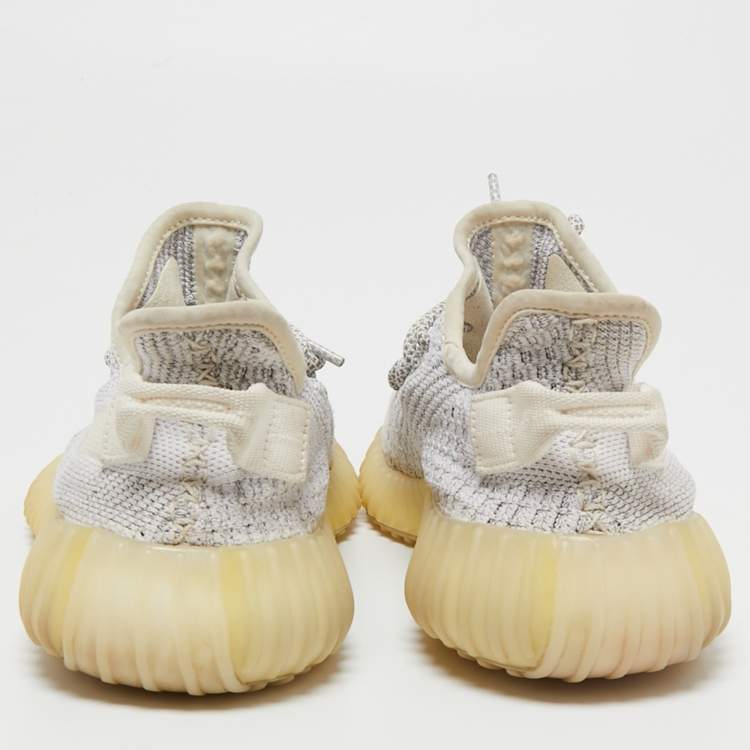 Pre Owned Adidas Yeezy White Knit Fabric Boost 350 V2 Cloud (Non-Reflective) Sneakers Size 38 2/3