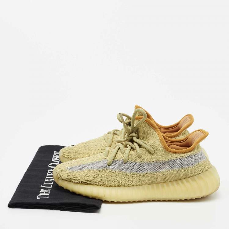 مملوكة مسبقًا Yeezy x Adidas Green Knit Fabric Boost 350 V2  Sneakers Size 38 2/3