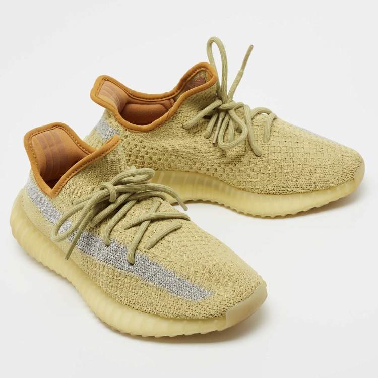 مملوكة مسبقًا Yeezy x Adidas Green Knit Fabric Boost 350 V2  Sneakers Size 38 2/3