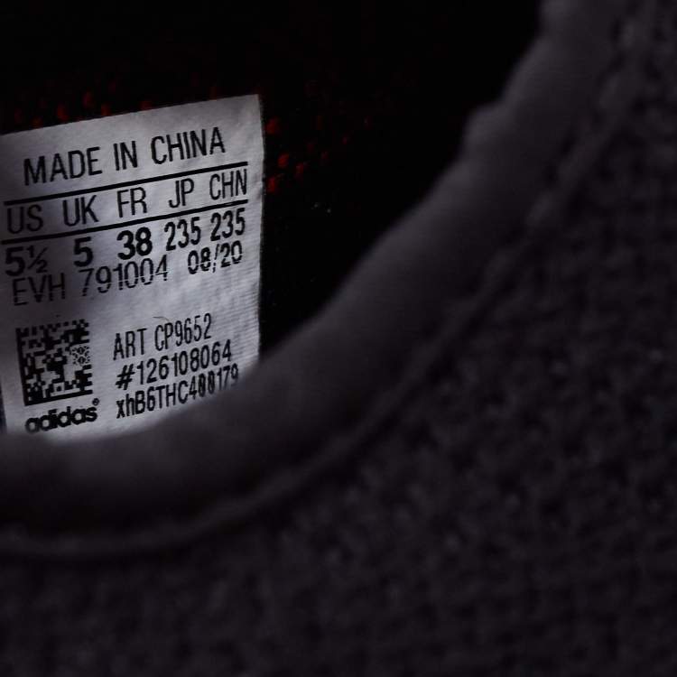 Pre Owned Yeezy x Adidas Black/Red Knit Fabric Boost 350 V2 Bred Sneakers Size 38