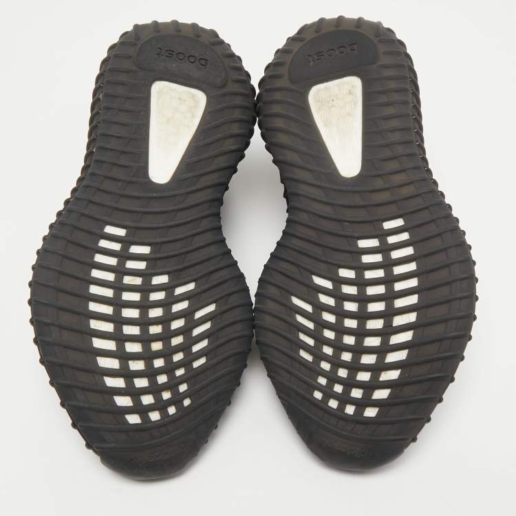Pre Owned Yeezy x Adidas Black Knit Fabric Boost 350 V2 Black Non-Reflective Sneakers Size 38