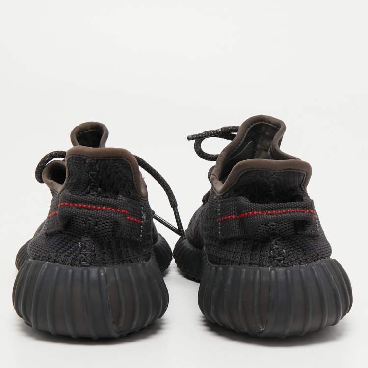 Pre Owned Yeezy x Adidas Black Knit Fabric Boost 350 V2 Black Non-Reflective Sneakers Size 38