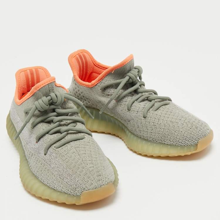 مملوكة مسبقًا Yeezy x Adidas Green Knit Fabric Boost 350 V2 Desert Sage Sneakers Size 36 2/3