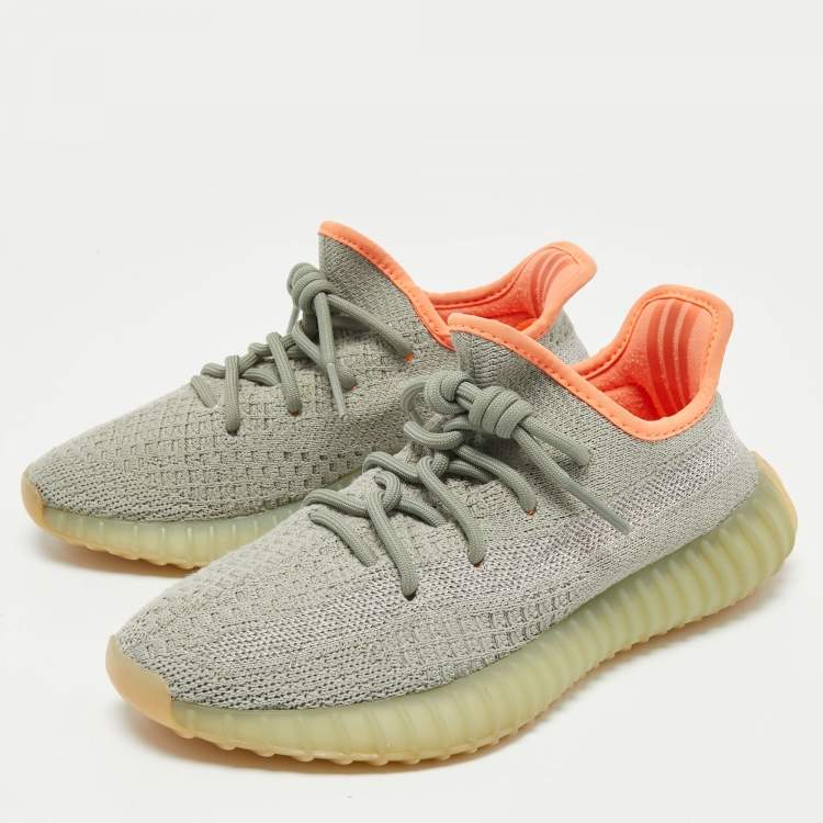 مملوكة مسبقًا Yeezy x Adidas Green Knit Fabric Boost 350 V2 Desert Sage Sneakers Size 36 2/3