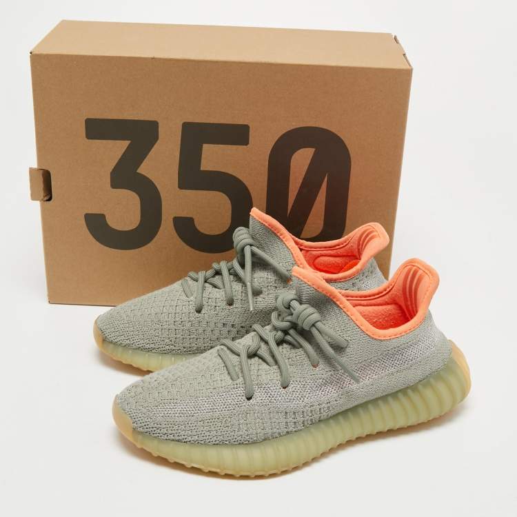 مملوكة مسبقًا Yeezy x Adidas Green Knit Fabric Boost 350 V2 Desert Sage Sneakers Size 36 2/3