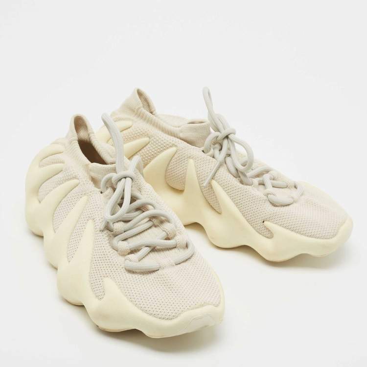 Pre Owned Yeezy x Adidas Cream Knit Fabric 450 Cloud White Sneakers Size 38