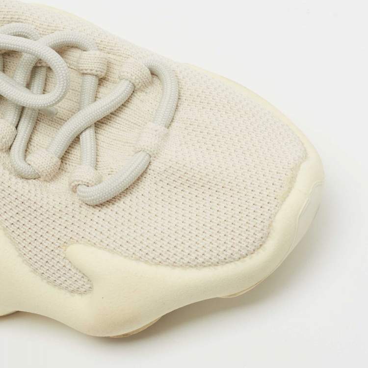 Pre Owned Yeezy x Adidas Cream Knit Fabric 450 Cloud White Sneakers Size 38