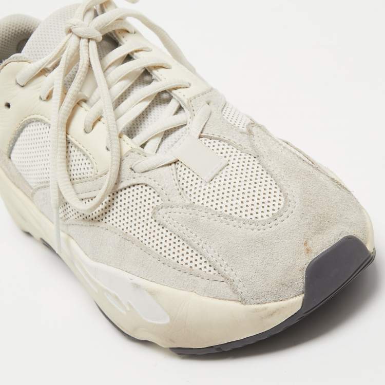 Pre Owned Yeezy x Adidas White/Grey Suede and Leather Boost 700 Sneakers Size 38 2/3