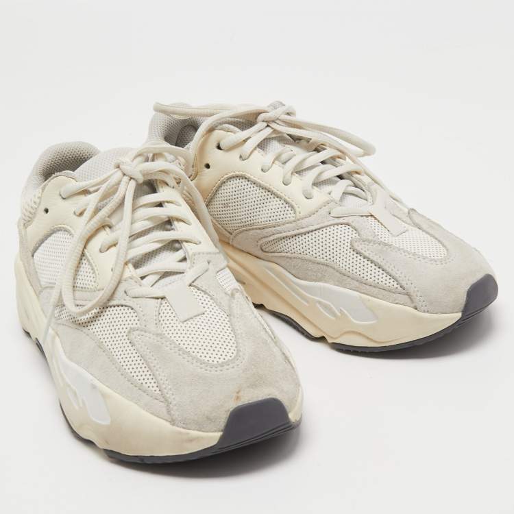 Pre Owned Yeezy x Adidas White/Grey Suede and Leather Boost 700 Sneakers Size 38 2/3