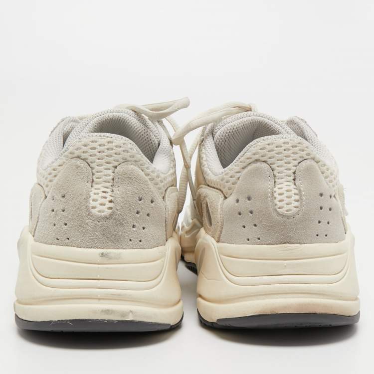 Pre Owned Yeezy x Adidas White/Grey Suede and Leather Boost 700 Sneakers Size 38 2/3