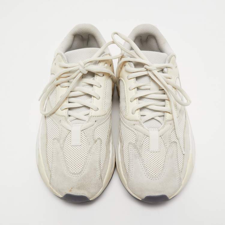 Pre Owned Yeezy x Adidas White/Grey Suede and Leather Boost 700 Sneakers Size 38 2/3