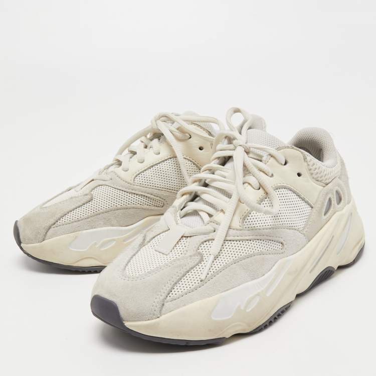 Pre Owned Yeezy x Adidas White/Grey Suede and Leather Boost 700 Sneakers Size 38 2/3
