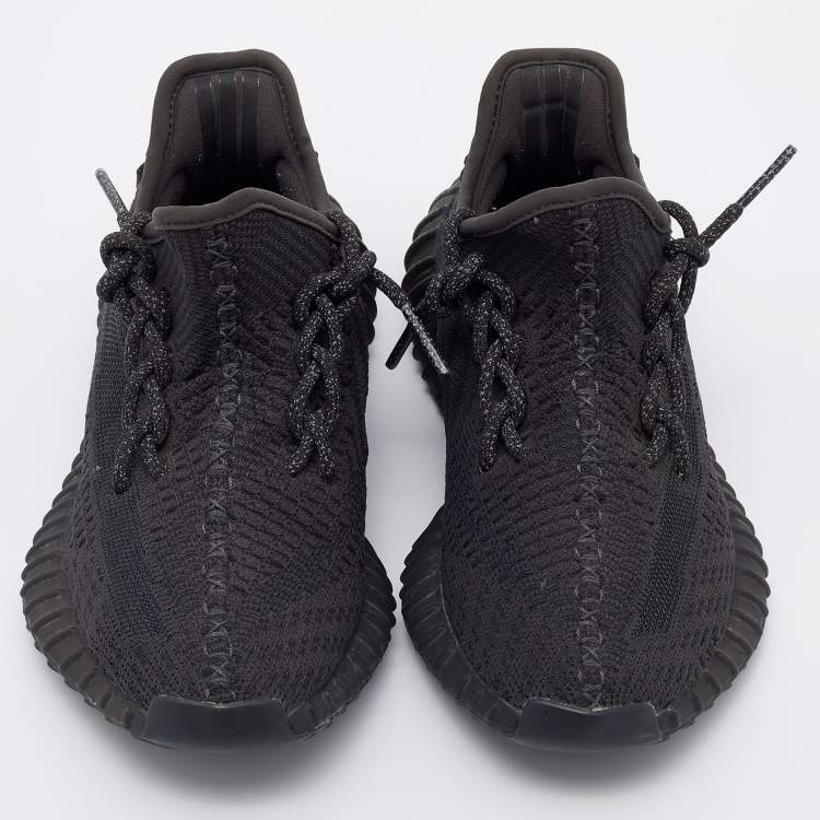 Pre Owned Yeezy x Adidas Black Knit Fabric Boost 350 V2 Static Sneakers Size 37 1/3