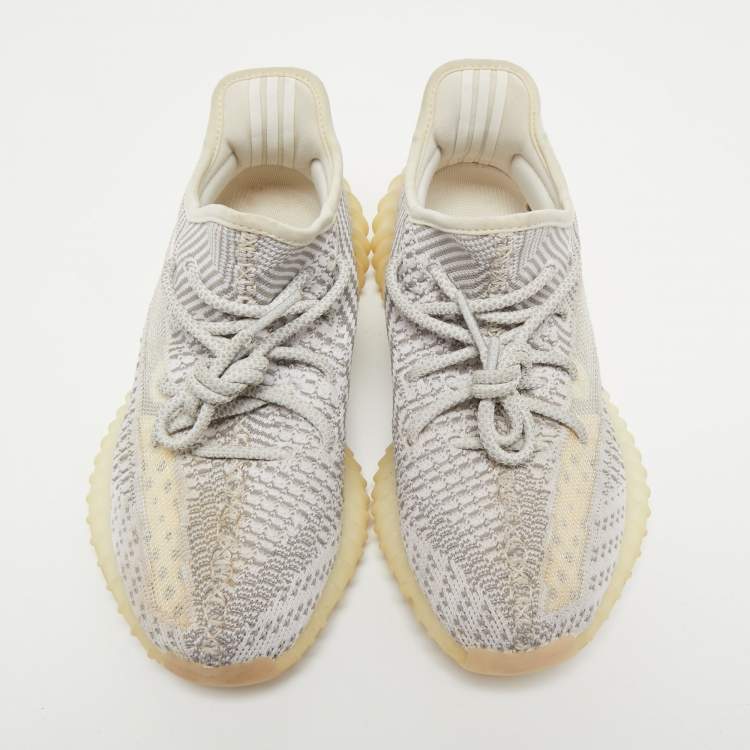 Pre Owned Yeezy x Adidas Grey/White Knit Fabric Boost 350 V2 Static Sneakers Size 39 1/3