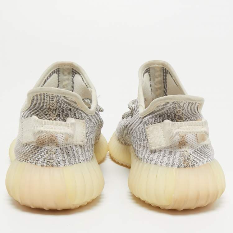 Pre Owned Yeezy x Adidas Grey/White Knit Fabric Boost 350 V2 Static Sneakers Size 39 1/3