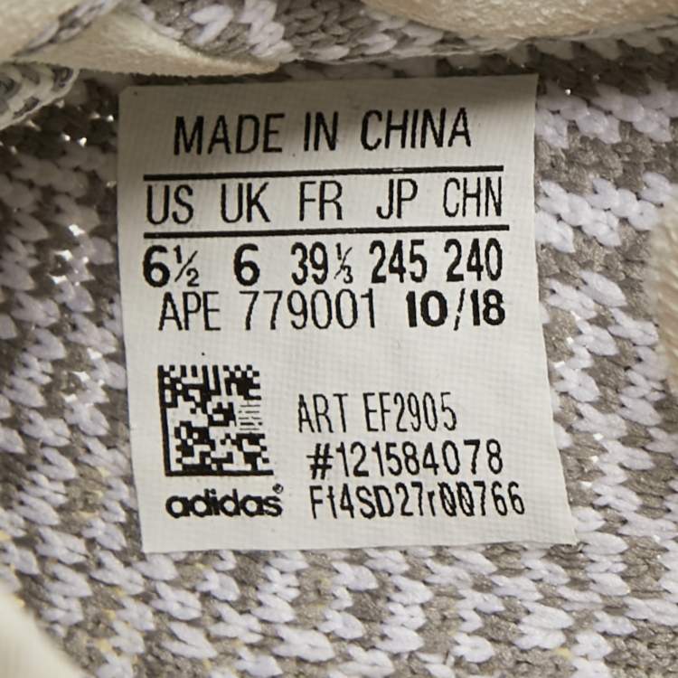 Pre Owned Yeezy x Adidas Grey/White Knit Fabric Boost 350 V2 Static Sneakers Size 39 1/3