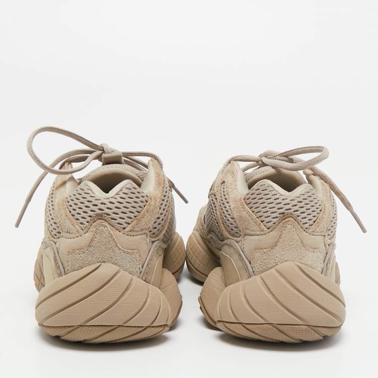 Pre Owned Yeezy x Adidas Beige Knit Fabric and Suede Boost 350 V2 Static Sneakers Size 38 2/3