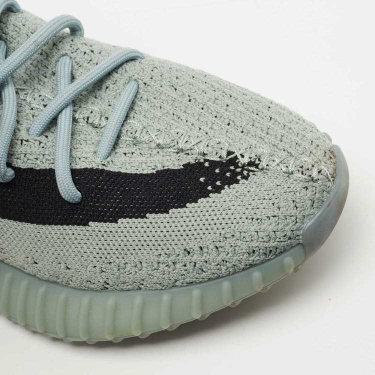 Pre Owned Yeezy x Adidas Light Green Knit Fabric Boost 350 V2 Jade Ash Sneakers Size 38