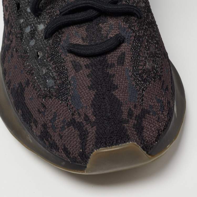 Pre Owned Yeezy x Adidas Black/Brown Knit Fabric Boost 380 Onyx Sneakers Size 39 1/3