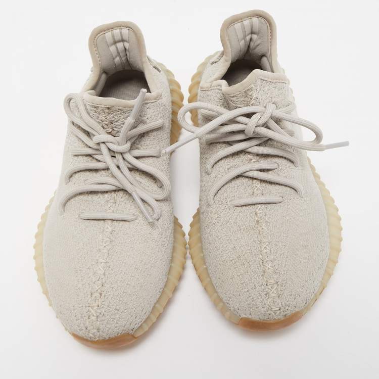 Pre Owned Yeezy x Adidas Grey Knit Fabric Boost 350 V2 Grey Sneakers Size 38 2/3