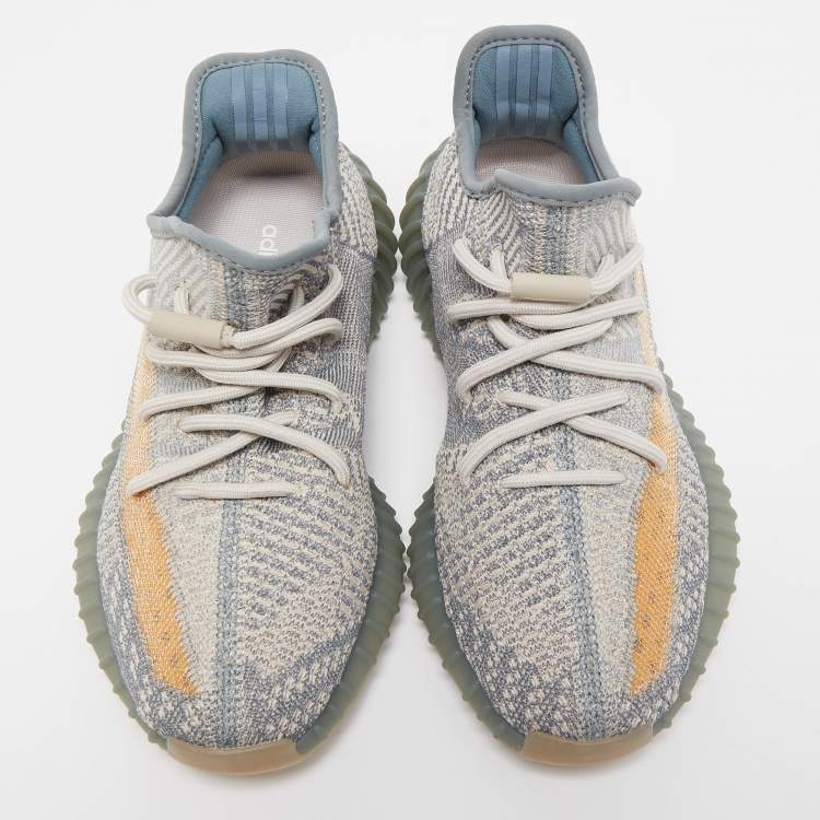 Pre Owned Yeezy x Adidas Grey Knit Fabric Boost 350 V2 Israfil Sneakers Size 39 1/3