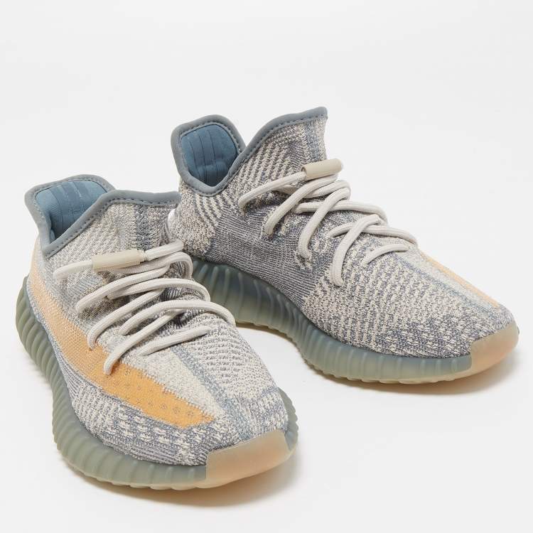 Pre Owned Yeezy x Adidas Grey Knit Fabric Boost 350 V2 Israfil Sneakers Size 39 1/3