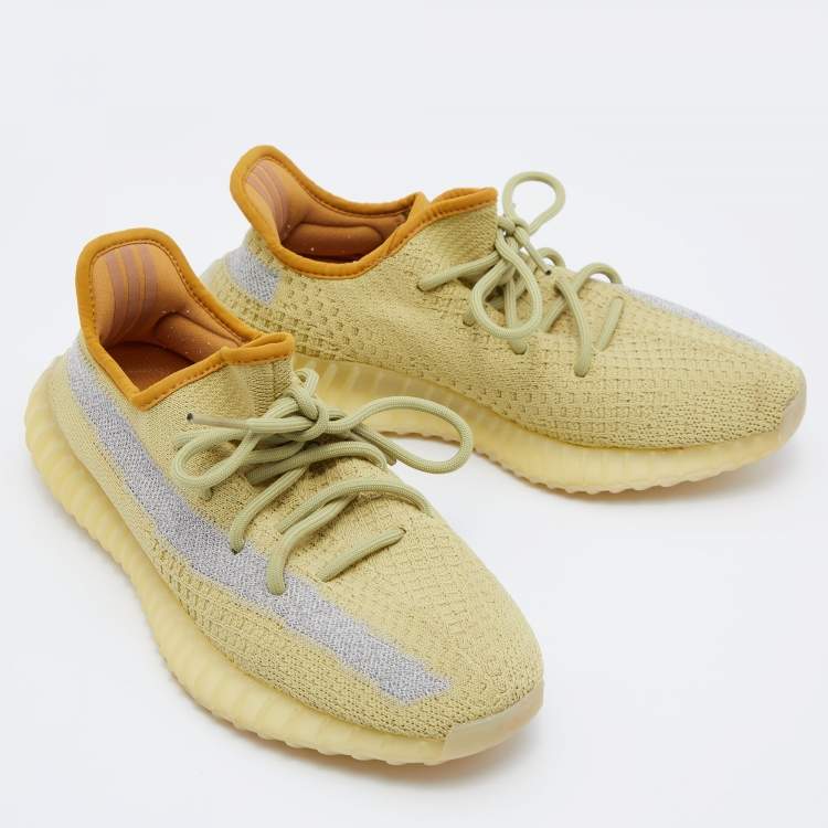 Pre Owned Yeezy x Adidas Yellow Cotton Knit Boost 350 V2 Marsh Sneakers Size 41 1/3