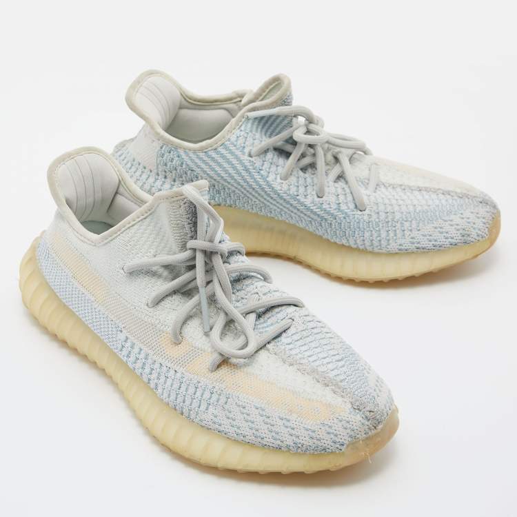 Pre Owned Adidas Yeezy Green Knit Fabric Boost 350 V2 Cloud (Non-Reflective) Sneakers Size 40 2/3