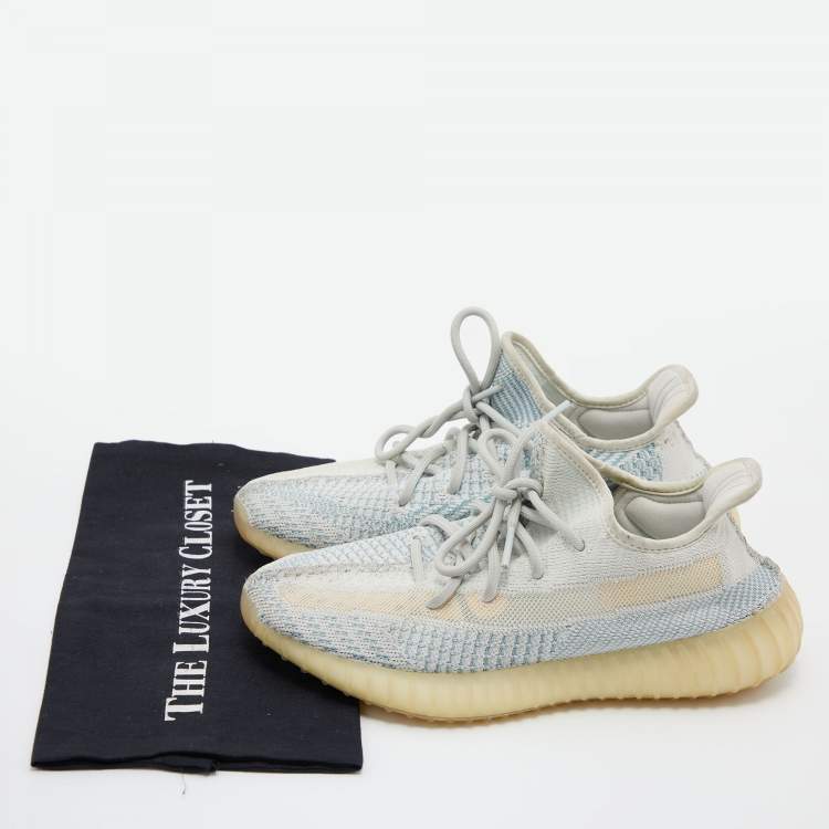 Pre Owned Adidas Yeezy Green Knit Fabric Boost 350 V2 Cloud (Non-Reflective) Sneakers Size 40 2/3