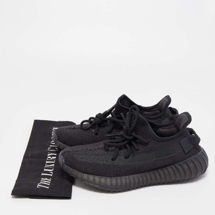 Pre Owned Yeezy x Adidas Black Knit Fabric Boost 350 V2 Onyx Sneakers Size 38