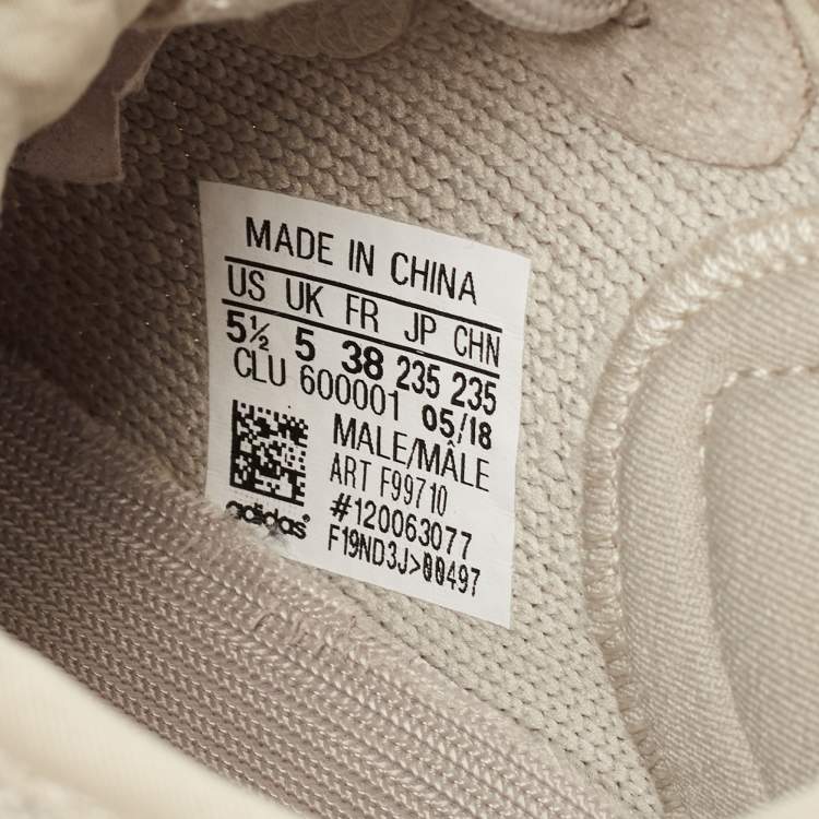 Pre Owned Yeezy x Adidas Grey Knit Fabric Boost 350 V2 Sesame Sneakers Size 38