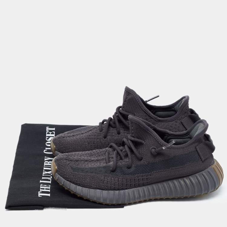 Pre Owned Yeezy x Adidas Black Knit Fabric Boost 350 V2 Cinder Sneakers Size 38 2/3