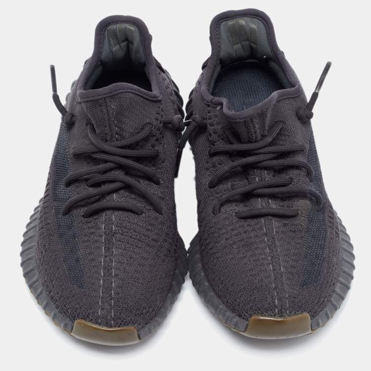 Pre Owned Yeezy x Adidas Black Knit Fabric Boost 350 V2 Cinder Sneakers Size 38 2/3