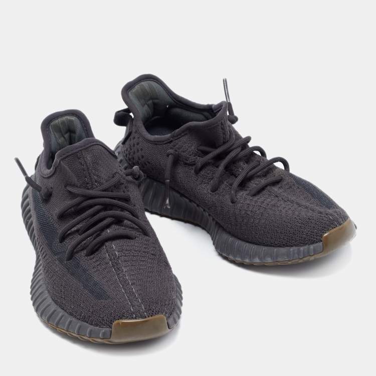 Pre Owned Yeezy x Adidas Black Knit Fabric Boost 350 V2 Cinder Sneakers Size 38 2/3