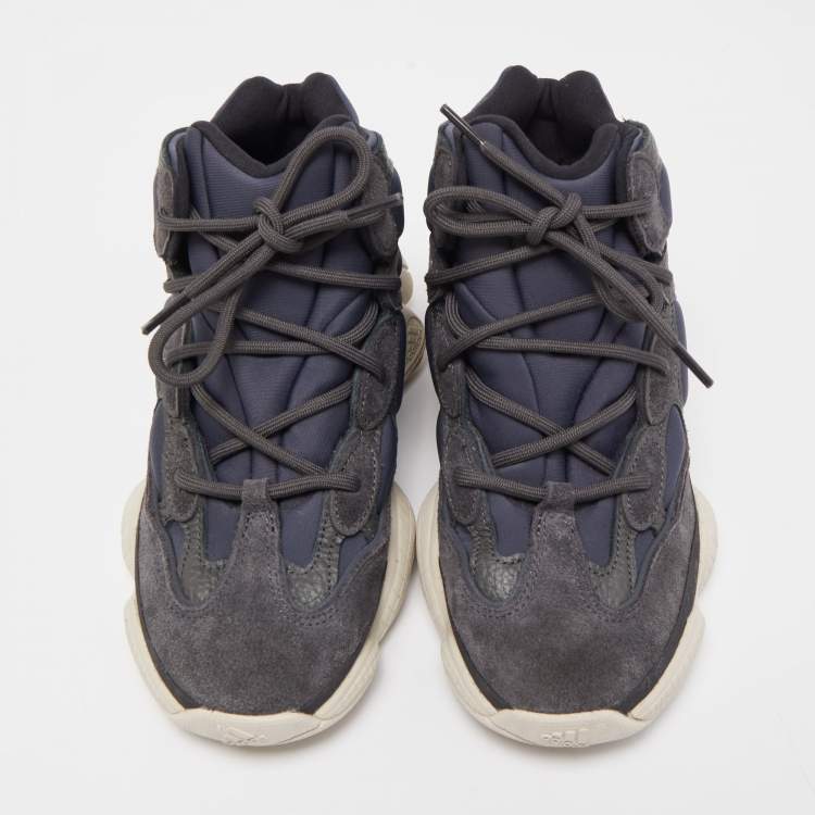 Pre Owned Yeezy x Adidas Black/Grey Suede and Leather Yeezy 500 Sneakers Size 38