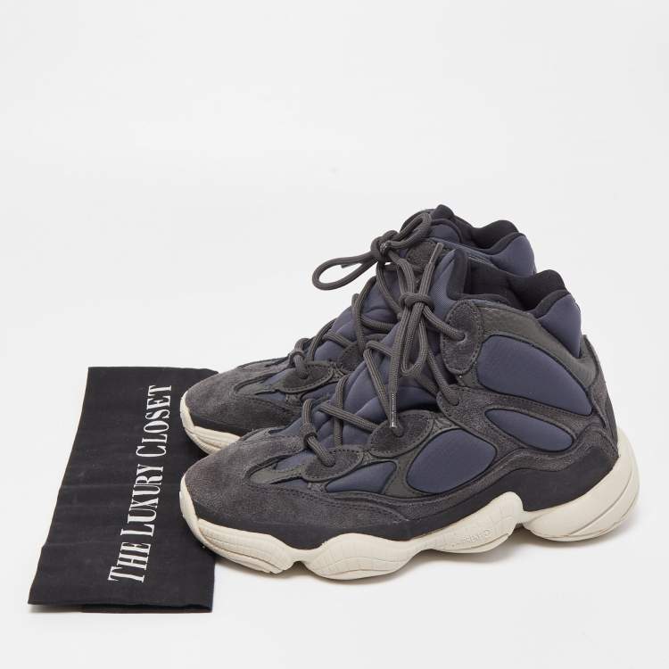 Pre Owned Yeezy x Adidas Black/Grey Suede and Leather Yeezy 500 Sneakers Size 38