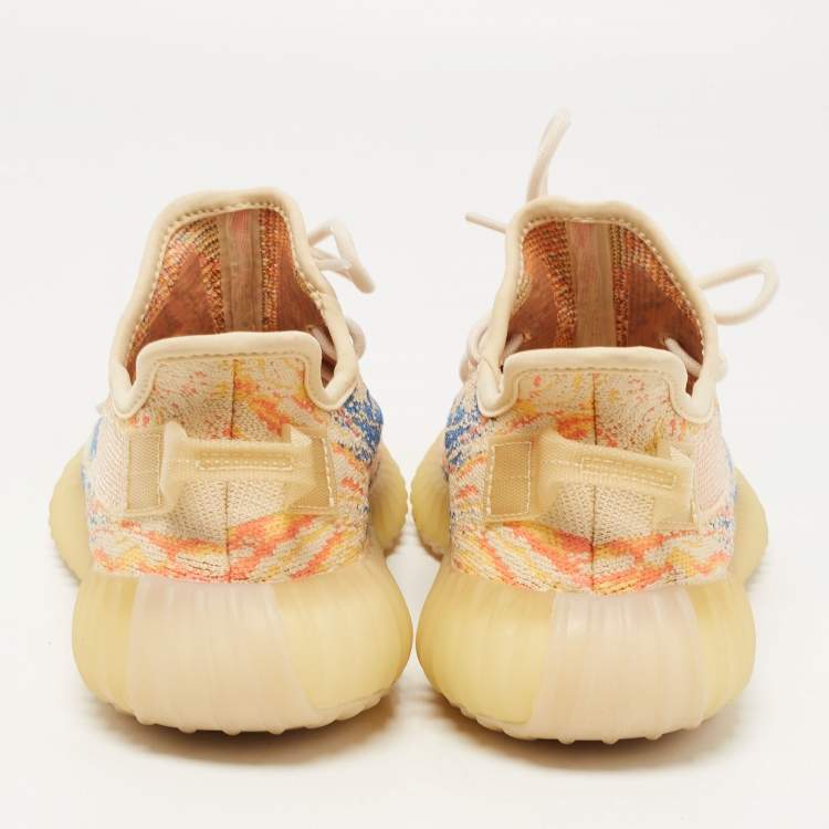 Pre Owned Yeezy x Adidas Multicolor Knit Fabric Boost 350 V2 MX Oat Sneakers Size 38.5