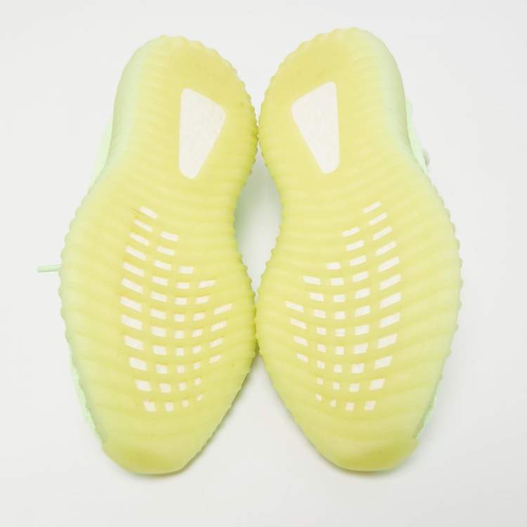 Pre Owned Yeezy x Adidas Neon Green Knit Fabric Boost 350 V2 Glow Sneakers Size 40