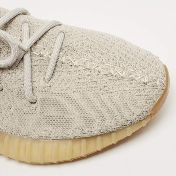 Pre Owned Yeezy x adidas Grey Knit Fabric Boost 350 V2 Sesame Sneakers Size 40