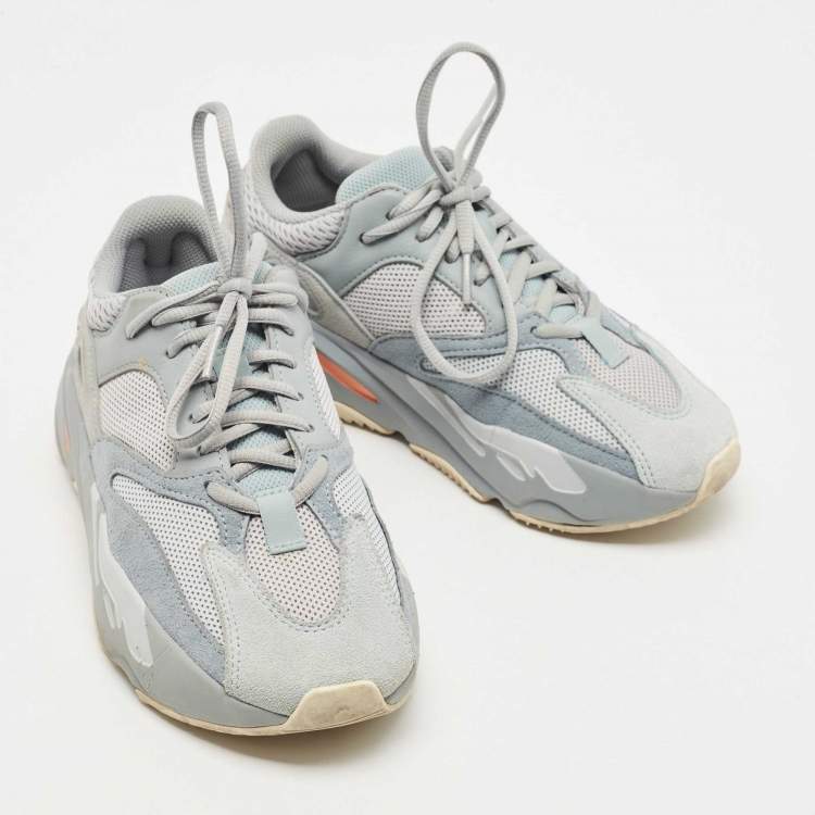 Pre Owned Yeezy x Adidas Green Suede and Mesh Boost 700 Inertia Sneakers 37 2/3