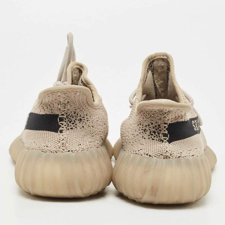 Pre Owned Yeezy x Adidas Brown Knit Fabric Boost 350 V2 Slate Sneakers Size 38