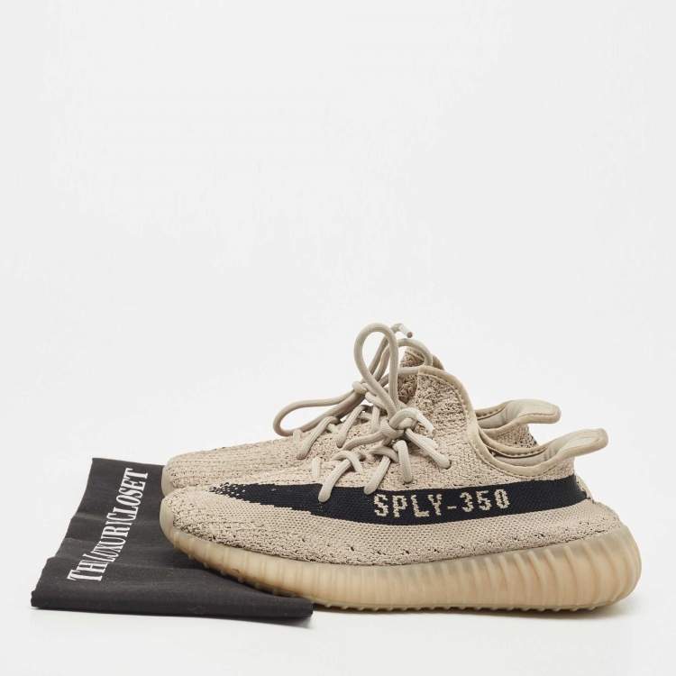 Pre Owned Yeezy x Adidas Brown Knit Fabric Boost 350 V2 Slate Sneakers Size 38 2/3