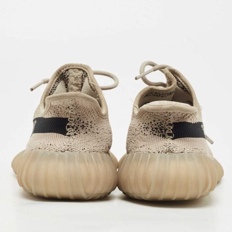 Pre Owned Yeezy x Adidas Brown Knit Fabric Boost 350 V2 Slate Sneakers Size 38 2/3