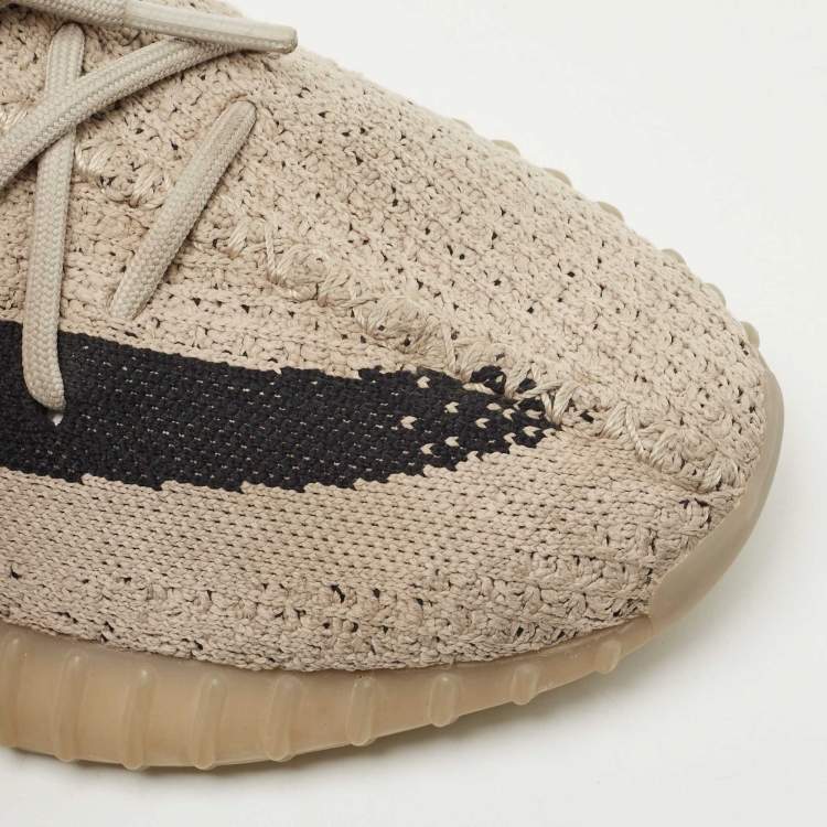 Pre Owned Yeezy x Adidas Brown Knit Fabric Boost 350 V2 Slate Sneakers Size 38 2/3