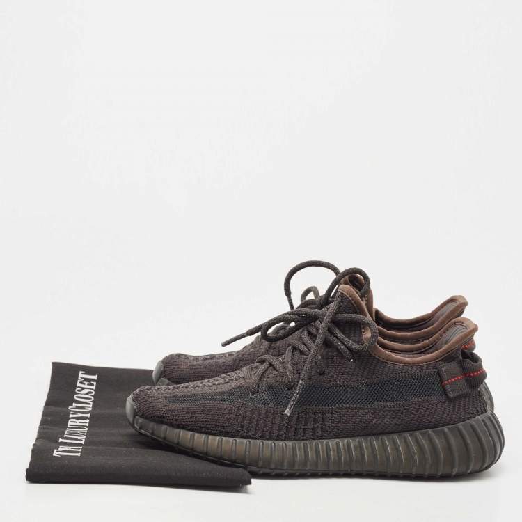 Pre Owned Yeezy x Adidas Black Knit Fabric Boost 350 V2 Black (Non Reflective) Sneakers Size 38