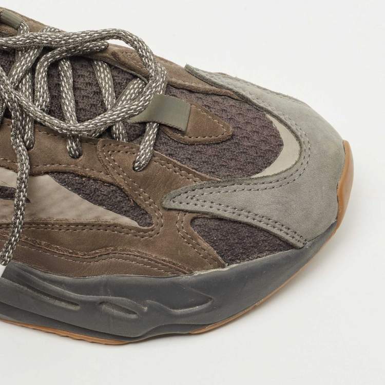Pre Owned Yeezy x Adidas Grey Knit Fabric and Leather Boost 700 V2 Geode Sneakers Size 38 2/3