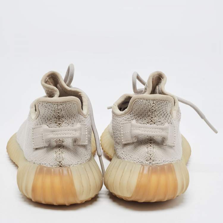 Pre Owned Yeezy x Adidas Grey Knit Fabric Boost 350 V2 Sneakers Size 38